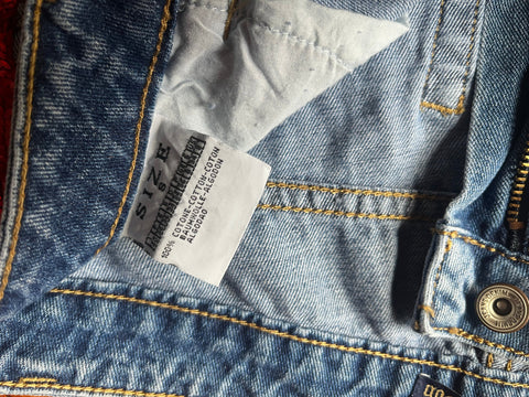 destroyed jeans with red sequin stripes on the sides – size S (40/42 IT) perfect glam rock M's boutique