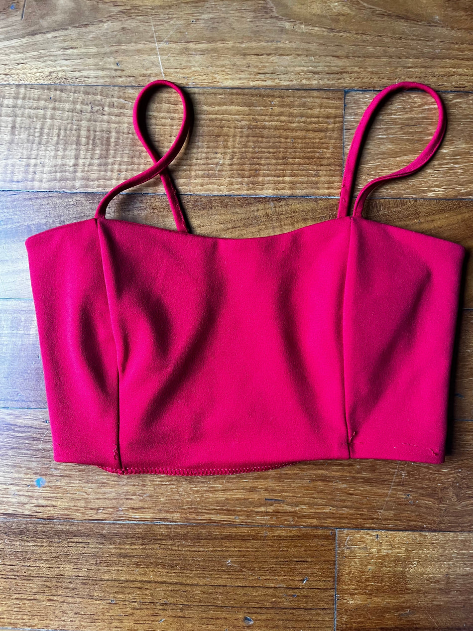 Red bandeau crop top with laced back detail – size S sexy and perfect M's boutique